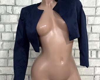 navy blue shrugs and boleros for evening dresses Navy Blue Sequinned Lace Bolero Shrug With Cut Away Front, Formal Occasion, Wedding Guest Cover up With Three Quarter Sleeves Made in the UK