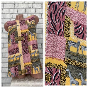 safari animal blouse L womens sleeveless top safari top animal top giraffe leopard zebra print top  animal print  sun top summer top