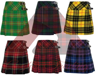 Handmade Scottish Tartan Mini Skirt - Classic Pleated Tartan Skirt for Women - Custom Made - 50+ Tartan Choices - Standard Length 18 inches