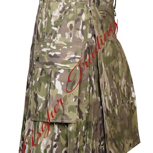 Combat Kilts Multicamo Hybrid Kilt Camouflage Cargo Utility Kilt - Multi Camo Military Kilt - Army Kilts - Tactical Kilt - Made To Order