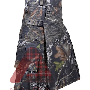 Men&#39;s Premium Handmade Jungle Camouflage Gothic Utility Kilt - Jungle Camo kilt - Army Kilts - Four Pockets with Black Accessories