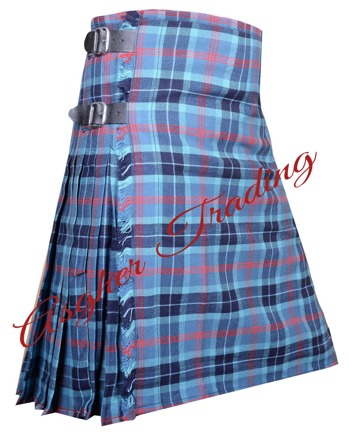 Clan Loch Ness Tartan Kilt: Acrylic Wool, Traditional Scottish 8 Yard Kilt For Men