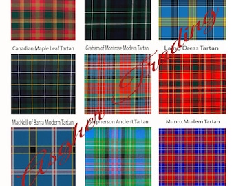 Scottish Tartan Fabric - Running Yards - 16 Oz Weight Acrylic Wool, 54 inches Width - 45+Colors