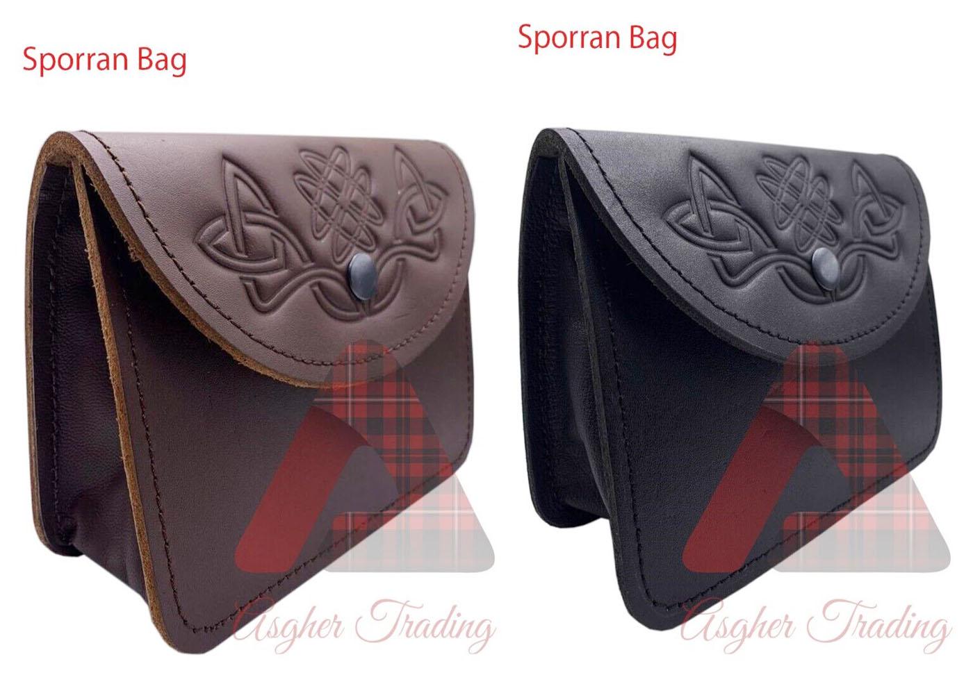 Scottish Kilt Belt Sporran Black & Brown Quality Leather Scottish Kilt Belt Sporran Black & Brown Quality Leather