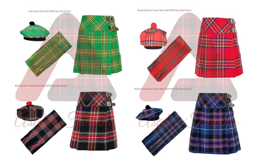Handmade Scottish Tartan Kilted Mini Skirt Custom Fit Leather Straps handmade-scottish-tartan-kilted-mini-skirt-custom-fit-leather-straps