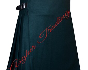 Handmade Green Wool Kilt: Traditional Scottish Highland Dress