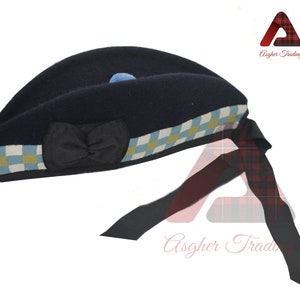 Scottish Traditional Glengarry Kilt Hats Available In Deferent Wool & Diced Colors -Celtic Hats -Piper Hats -Highland Diced Glengarry Caps