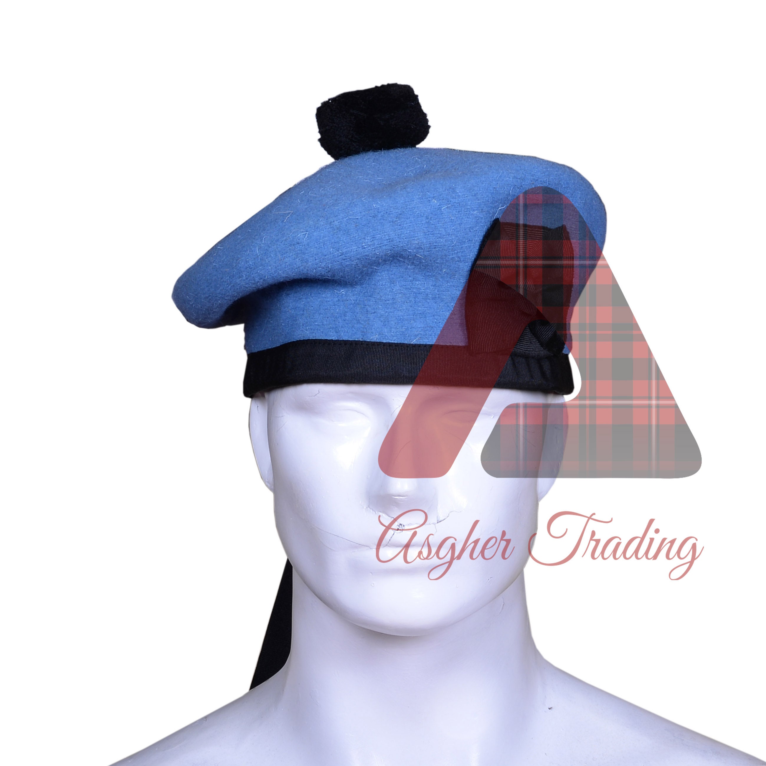 Schottischer Tam O Shanter Hut - Militär Barett Grün In Größe 7 3/8 Mit Pompon