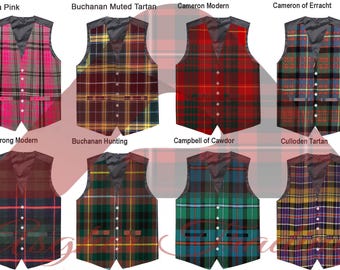Handmade Tartan Plaid Waistcoat: Scottish Kilt Vest, Formal Highland Wear