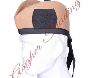 Chapeau Glengarry noir écossais de qualité supérieure Design 7