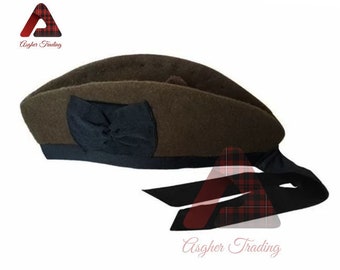 Scottish Handmade Highlander Military Piper Glengarry KILT Hat Bonnet Caps Piper Hats Traditional Tan Wool Celtic glengarry Kilts Cap