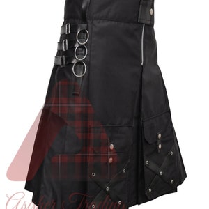 Utilty Goth Men's Gothic Fashion Utility Kilt 100% Cotton and Leather Straps Goth ...
