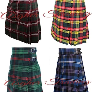 Custom Tartan kilted maxirok: acryl geruit, verstelbare bandjes