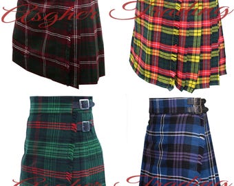 Custom Tartan Kilted Maxi Skirt: Acrylic Plaid, Adjustable Straps