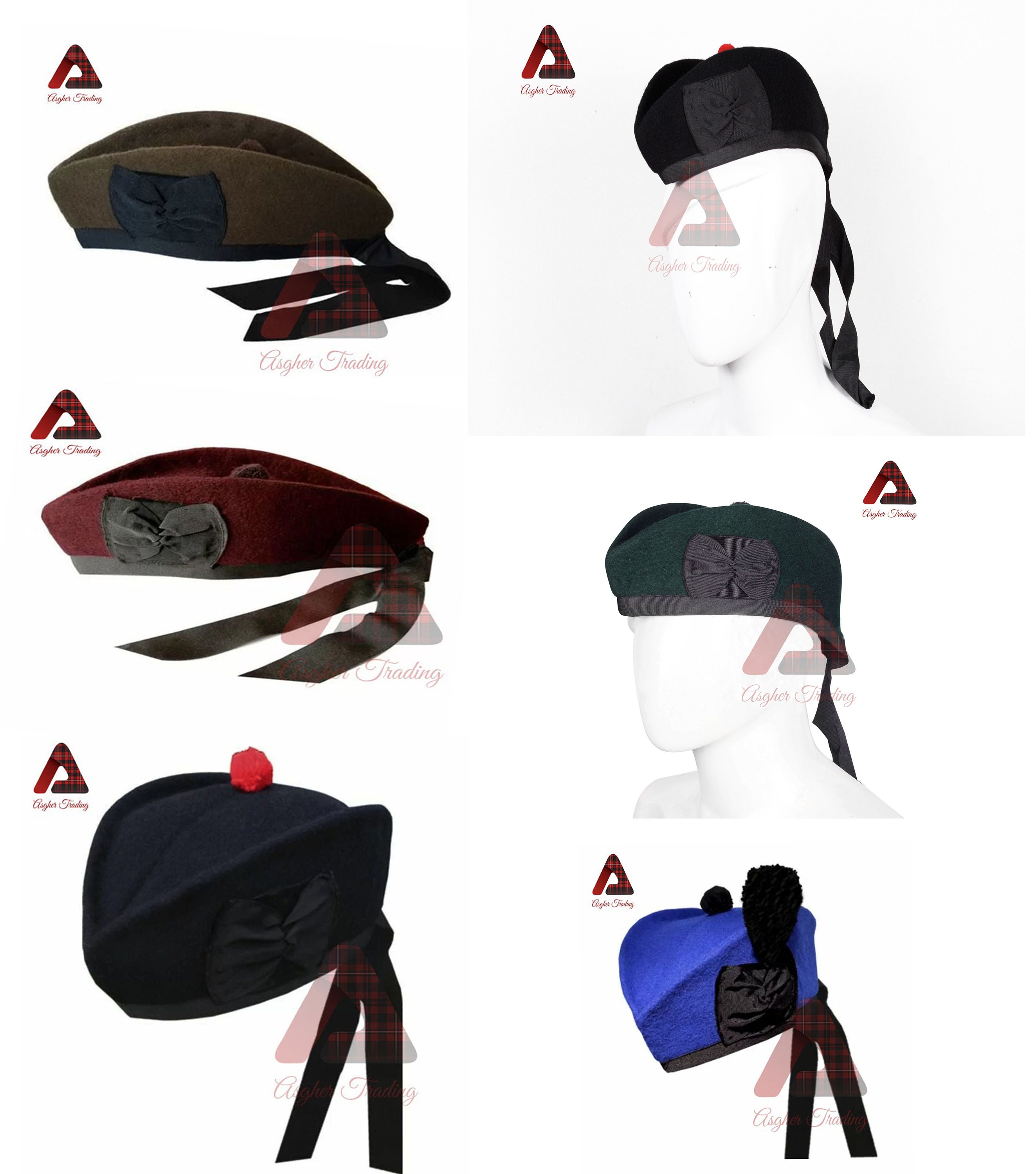 Scottish Handmade Military Piper Glengarry Hats Traditional