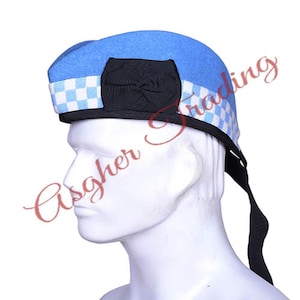 Handmade Sky Blue Wool Glengarry: Scottish Piper Kilt Hat