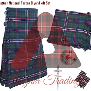 Men&#39;s 8 Yard Scottish Tartan Kilt Package with Accessories