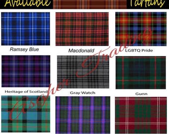 Scottish Tartan Fabric - Running By Yards - 13 Oz to 16 Oz Weight 54 inches Width - 50+Colors