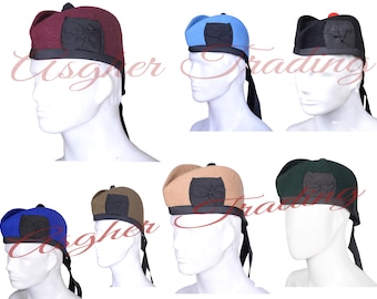Cappello scozzese, 100% pura lana, nero, Glengarry Triple Diced multicolore Black/Red/White