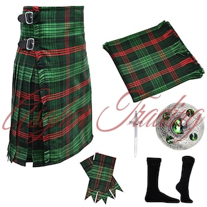 Scottish Tartan Kilt Package: 8 Yard Acrylic Kilt with Accessories
