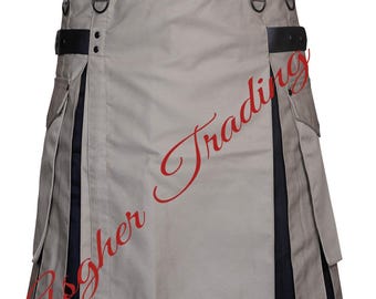 Katoenen utility-kilt voor heren: handgemaakte Schotse tactische cargokilt