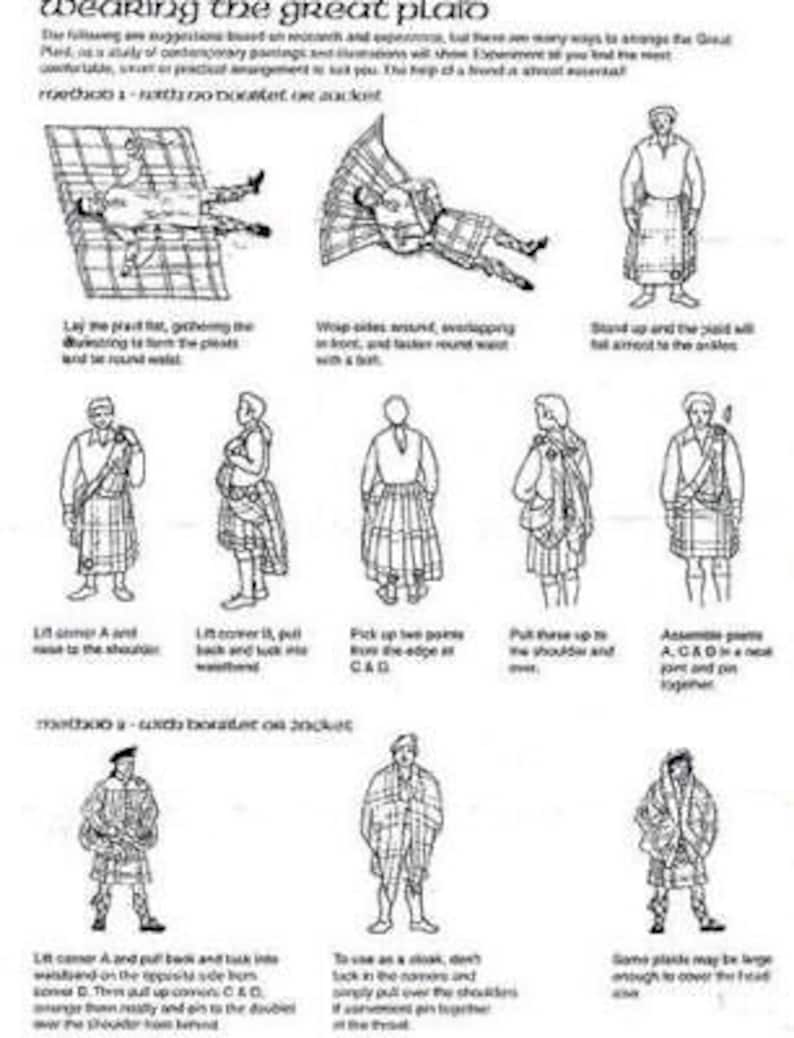 Scottish Great Kilt Highland Wool Blend Tartan Plaid Kilt Great Kilt