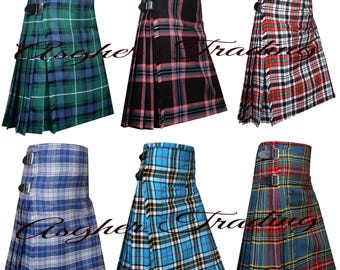 Traditional 8 Yard Kilts – 16 Oz Acrylic Wool, Scottish Clan Tartans Kilt , 38+ Colors.
