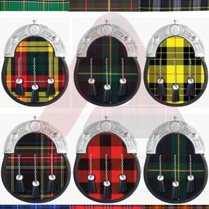 Premium Handmade - Scottish Clan Full Dress Sporran - 30 Plus Clan Tartan Choices - Celtic Sporran - Kilt Sporran - Highlander Kilt Sporran