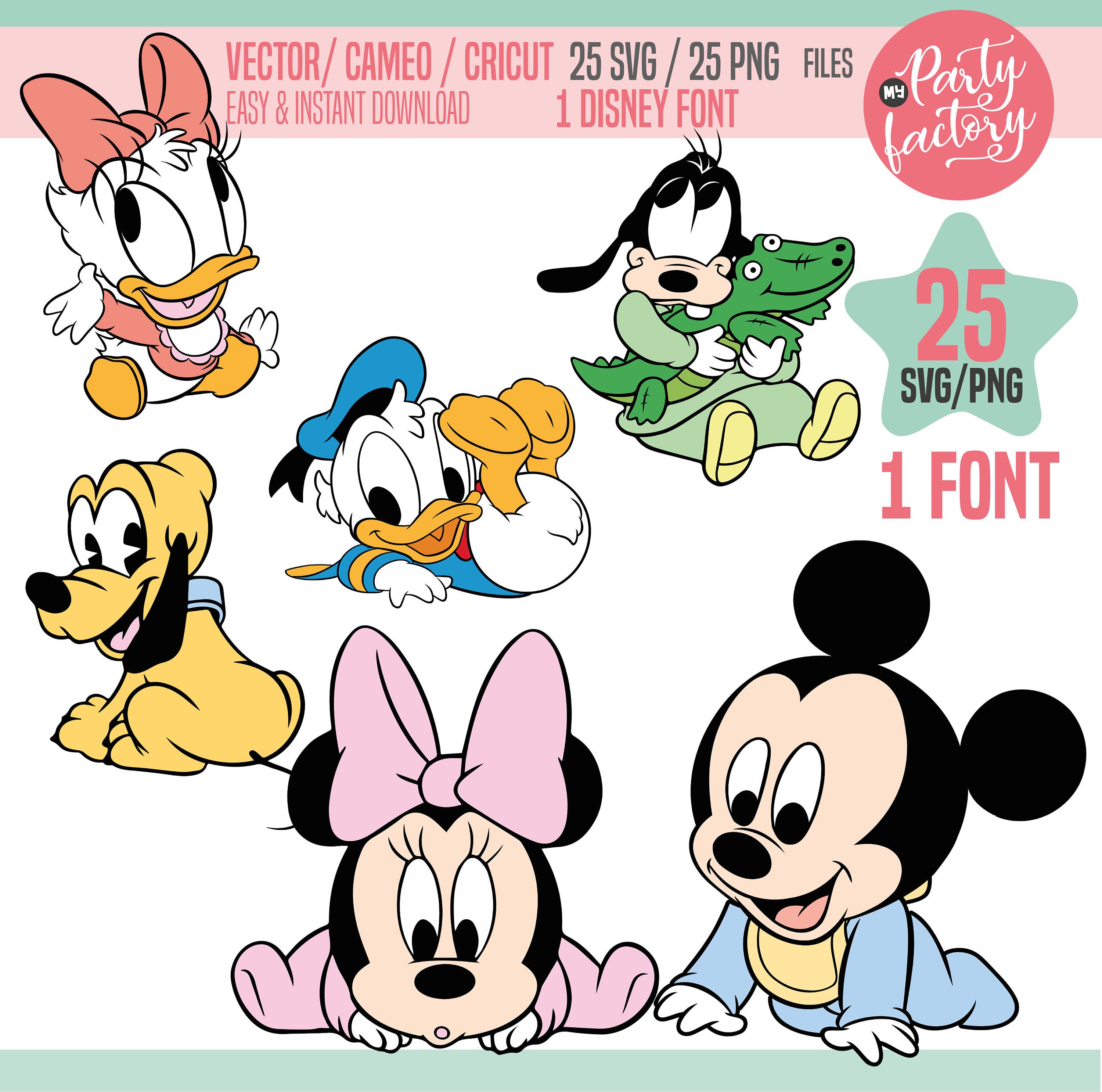25 Baby Mickey Mouse and Friends SVG Cliparts, Baby Minnie Mouse