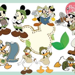 Mickey Safari Clipart PNG Digital Download, 90 PNG with transparent backgrounds Mickey and Friends Jungle Animals image 6
