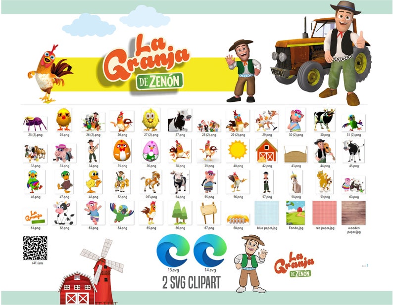 The Zenon Characters Farm Png Images, The Zenon Printable Digital Farm, Png INSTANT download imagen 5