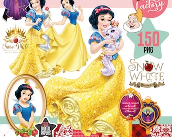 SnowWhite Princess 150 PNG Bundle, Snow White png, Free SnowWhite Digital Papers, Princess Snow White and the Seven Dwarfs Cliparts, Mirror