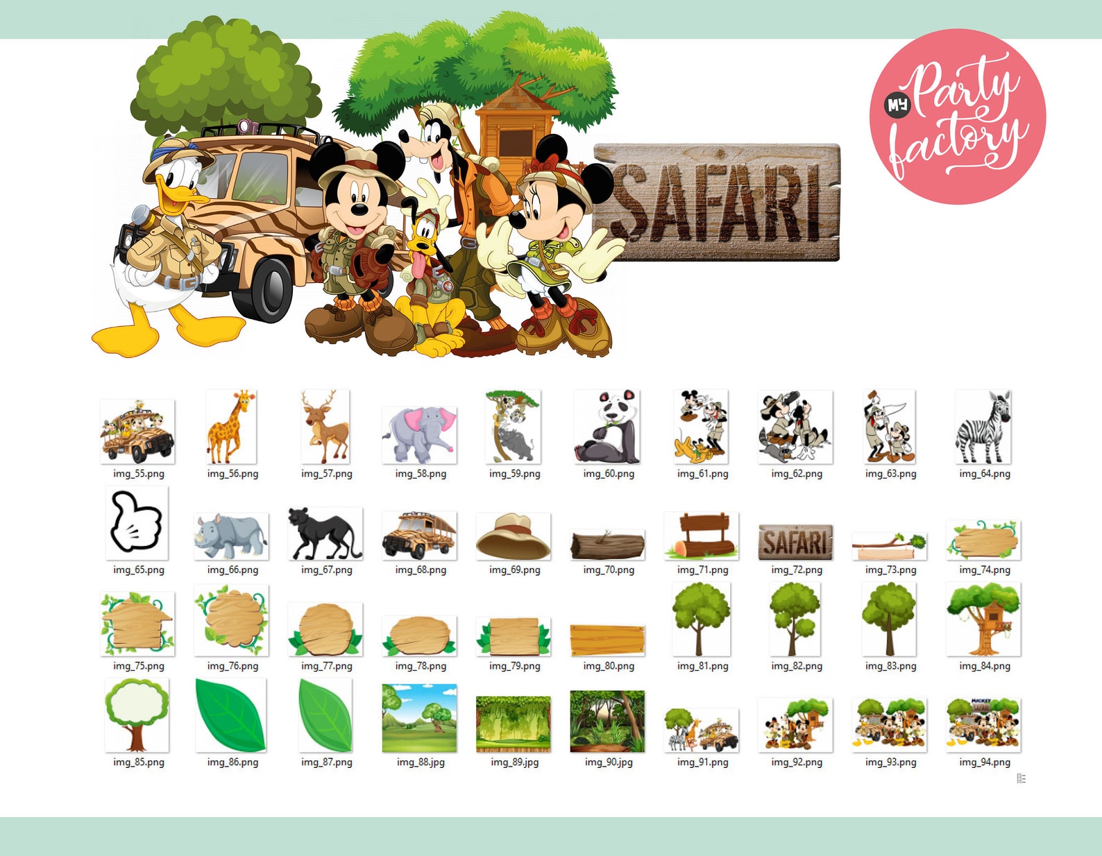 Mickey Safari Clipart PNG Digital Download 90 PNG With - Etsy Canada