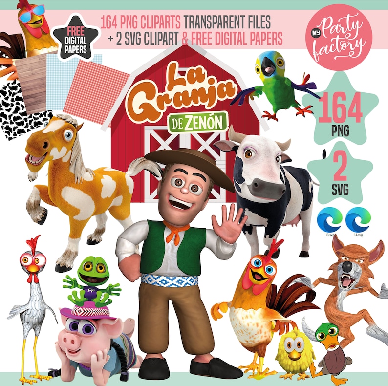 The Zenon Characters Farm Png Images, The Zenon Printable Digital Farm, Png INSTANT download image 1