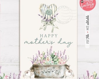 Mothers Day Not Editable Card, Watercolor, jpg, pdf files, Instant Download, Mobile Version, Digital files