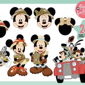 Mickey Safari Mouse SVG, EPS, PNG, Mouse and friends safari standing characters, Themed Centerpieces, T Shirt, Instant Download, Digital image 3