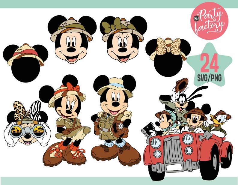 Mickey Safari Mouse SVG, EPS, PNG, Mouse and friends safari standing characters, Themed Centerpieces, T Shirt, Instant Download, Digital image 3