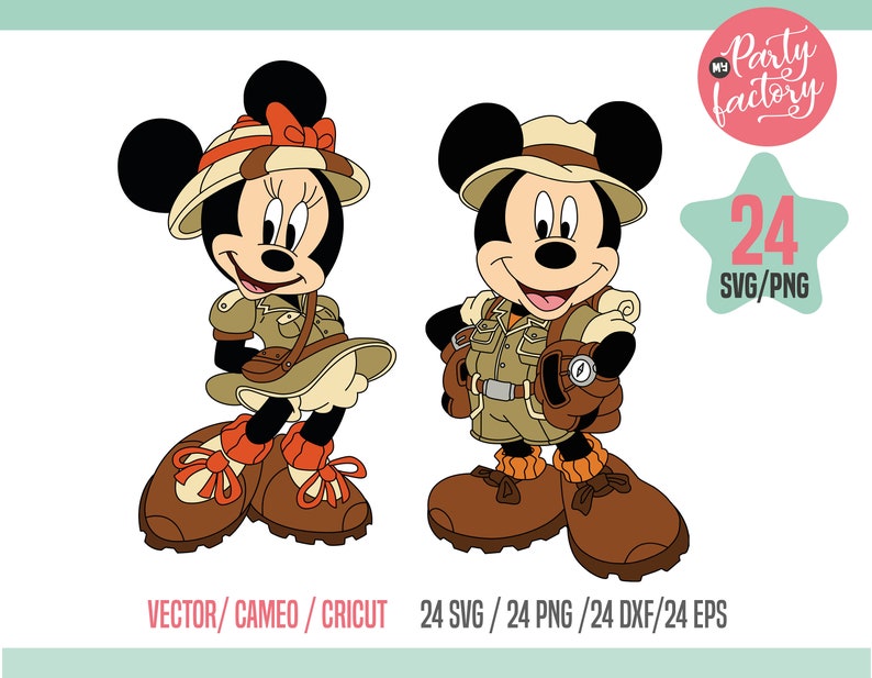 Mickey Safari Mouse SVG, EPS, PNG, Mouse and friends safari standing characters, Themed Centerpieces, T Shirt, Instant Download, Digital image 4