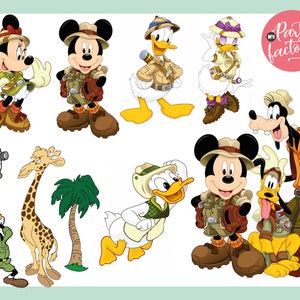 Mickey Safari Clipart PNG Digital Download, 90 PNG with transparent backgrounds Mickey and Friends Jungle Animals image 3