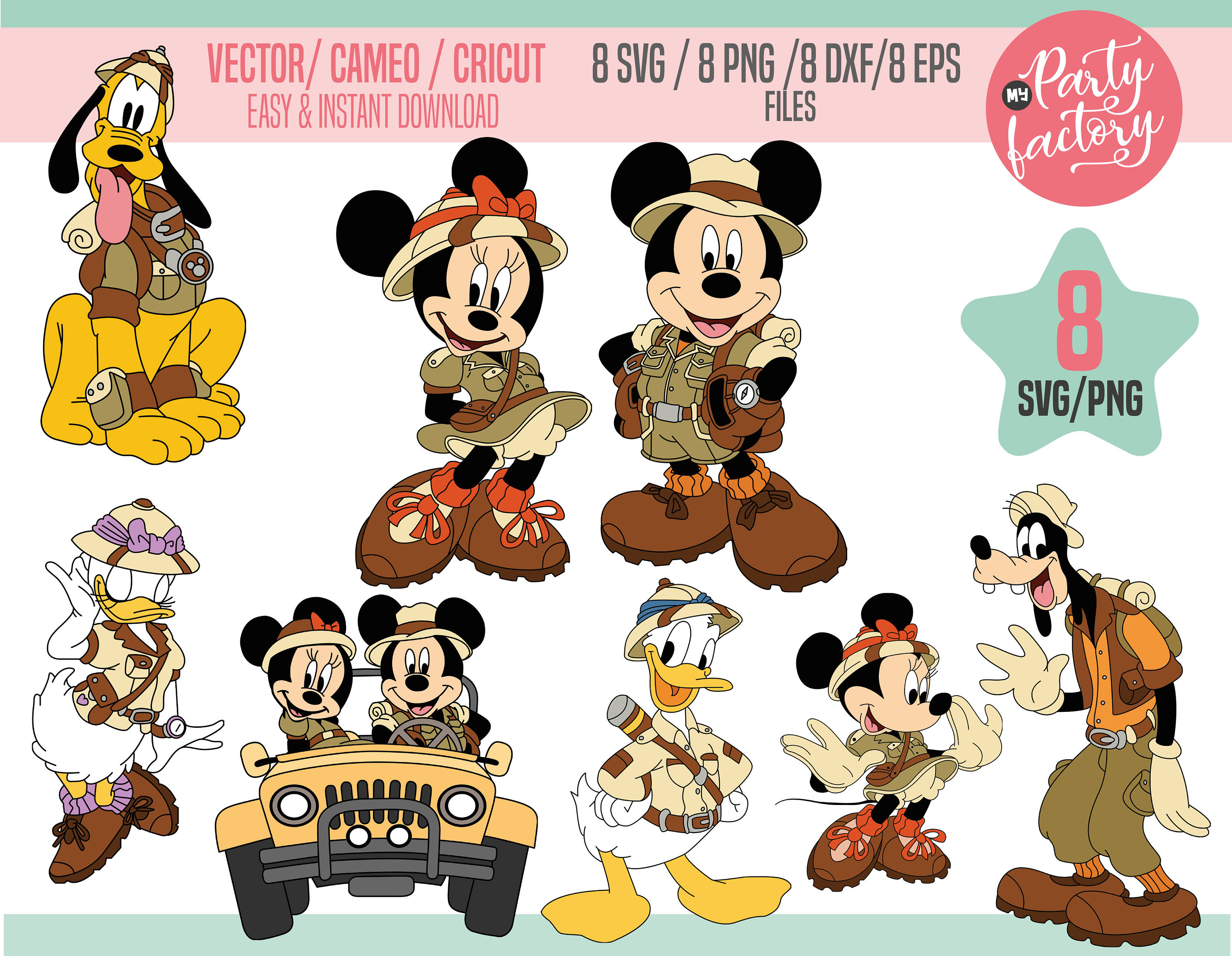Safari Mouse SVG EPS PNG Mickey and Friends Safari Standing - Etsy Canada
