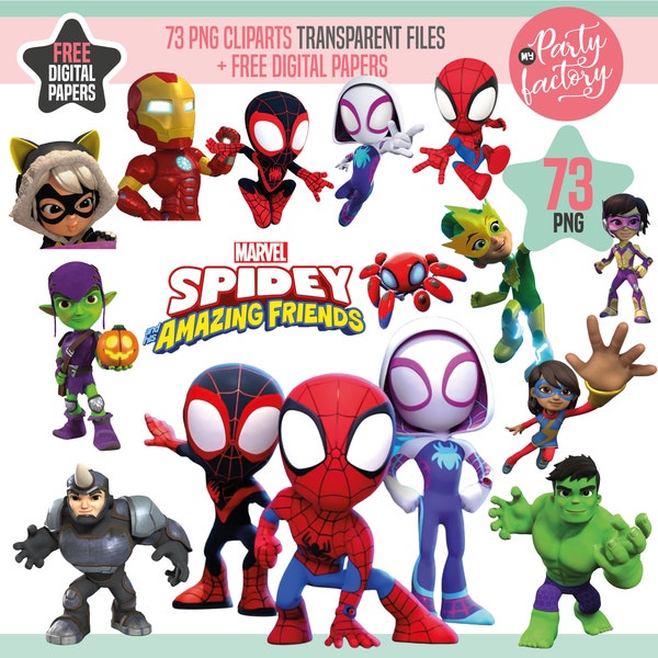 Spidey Clipart, Spidey and his Amazing Friends PNG Bundle, Superhero PNG, Spiderman Png, Spider Verse PNG, Spiderman Clipart