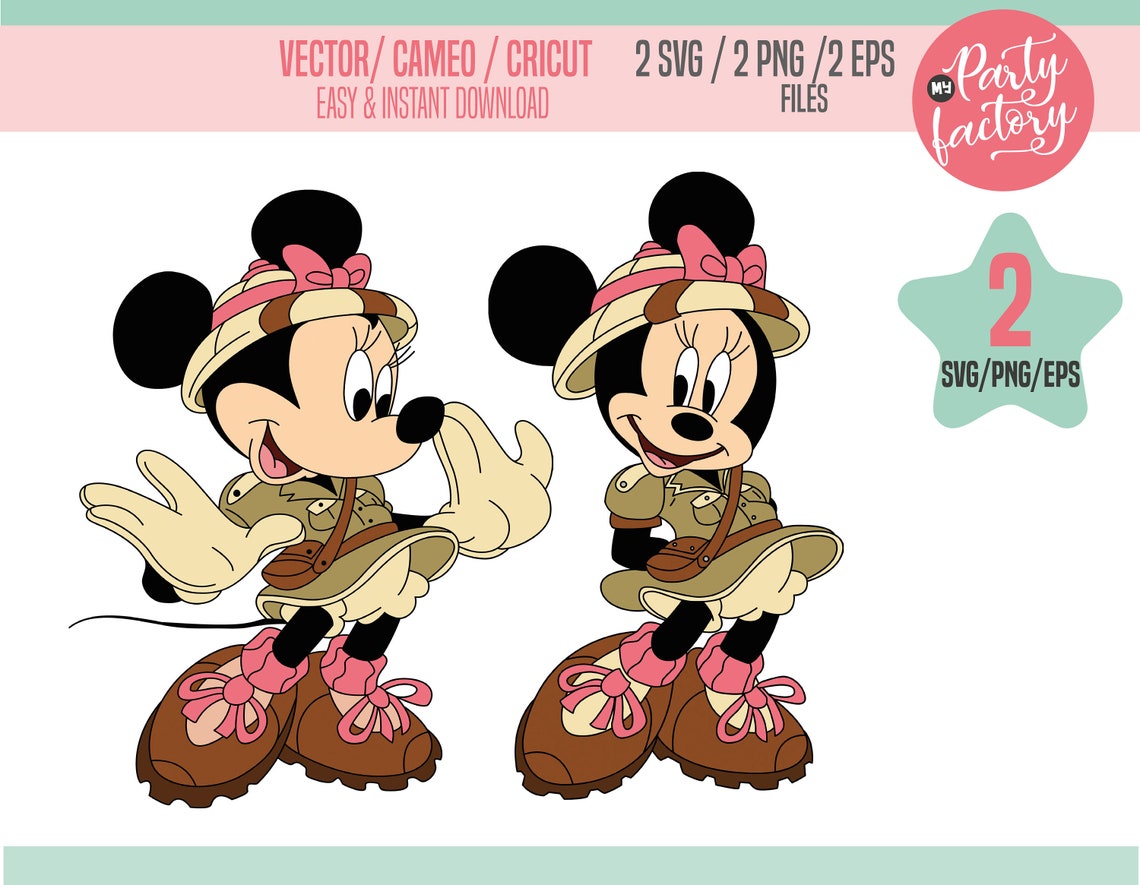 Safari minnie mouse clipart svg png eps vector digital etsy
