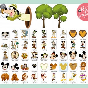 Mickey Safari Clipart PNG Digital Download, 90 PNG with transparent backgrounds Mickey and Friends Jungle Animals image 7