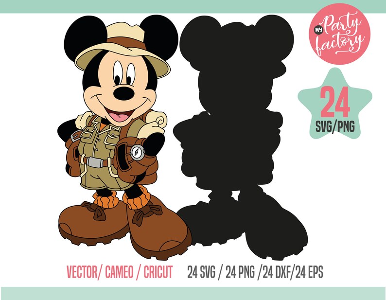 Mickey Safari Mouse SVG, EPS, PNG, Mouse and friends safari standing characters, Themed Centerpieces, T Shirt, Instant Download, Digital image 6