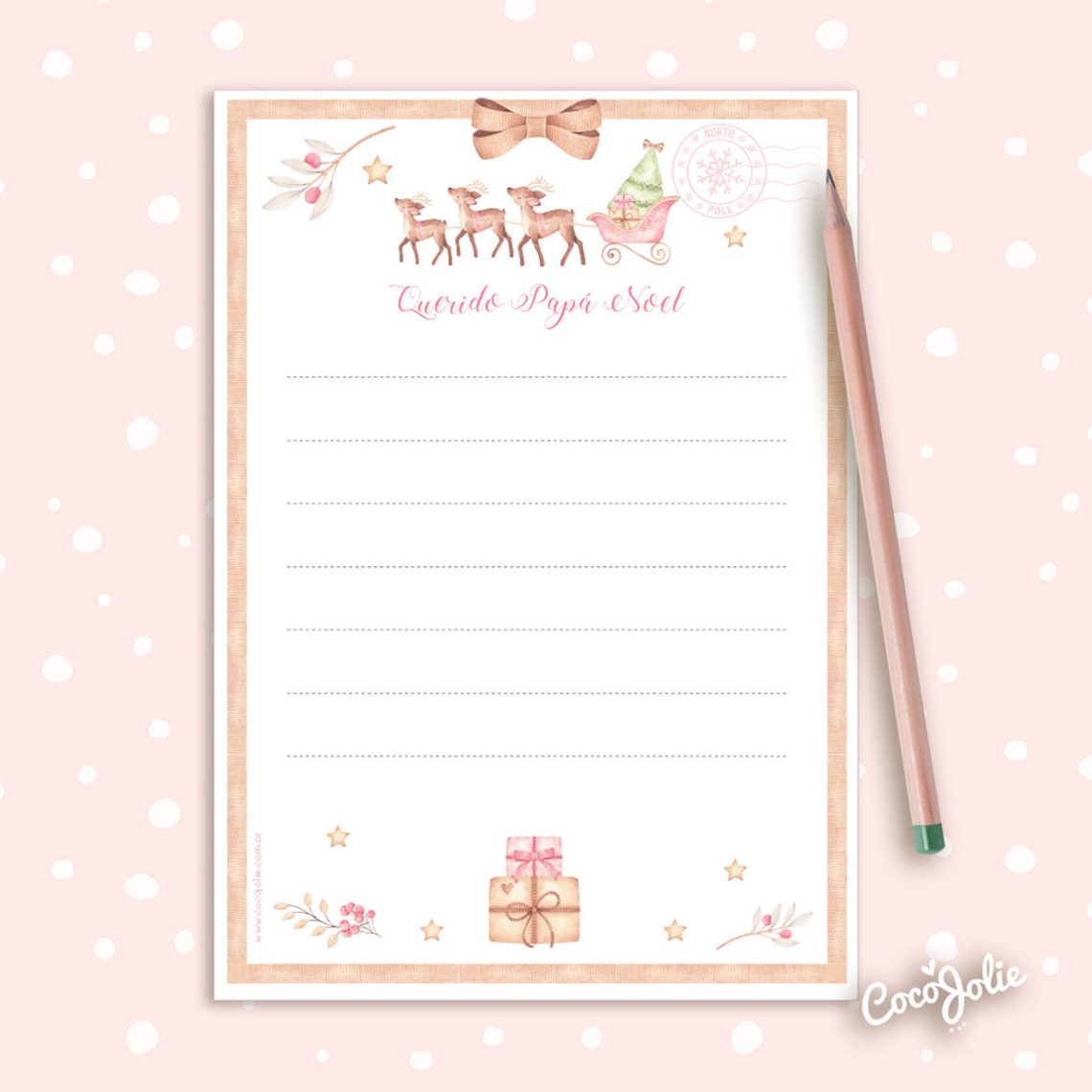 Printable Christmas Pink Kit. Pdf editable. Vintage | Etsy