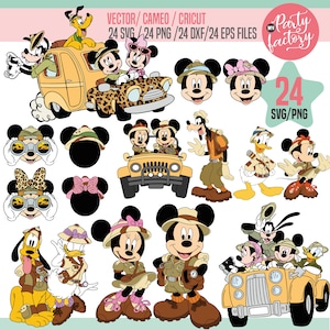 Mickey Safari Mouse SVG, EPS, PNG, Mouse and friends safari standing characters, Themed Centerpieces, T Shirt, Instant Download, Digital image 1