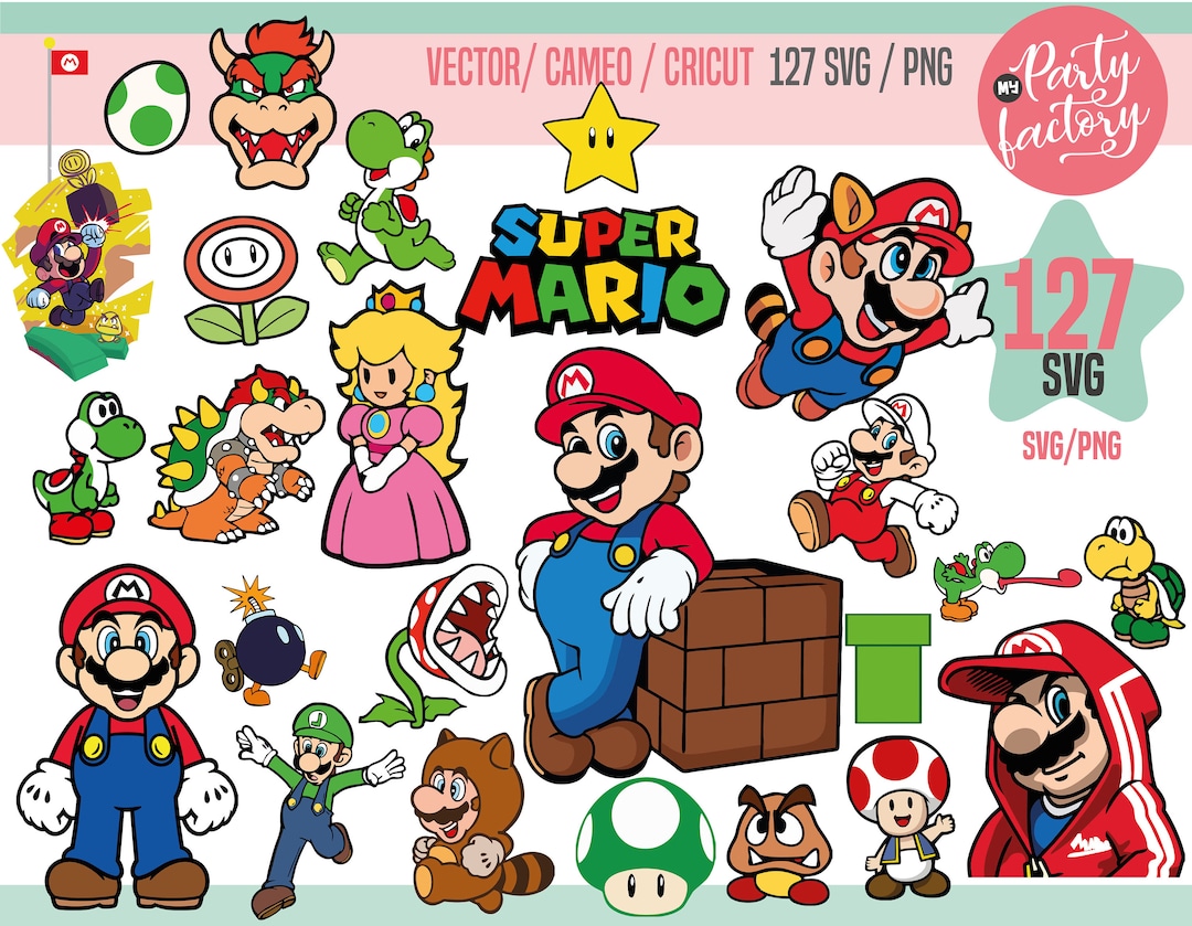 Mario Group Vector Mario Bros Vector 127 SVG Files, PNG Clipart, Vector Digital ,file ...