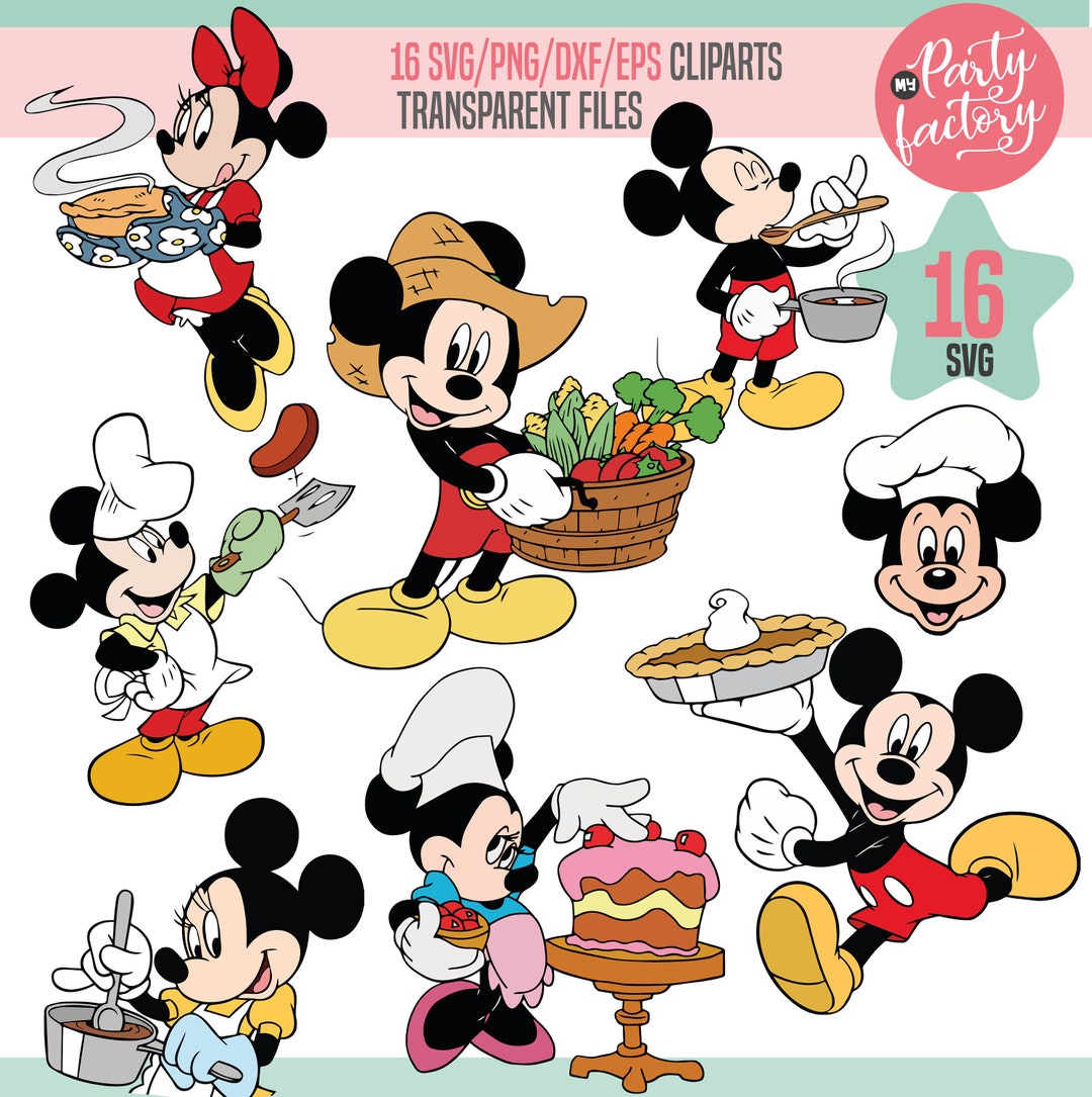 Mickey et Minnie cuisine SVG Clipart, Minnie et Mickey Chef png, Mickey ...