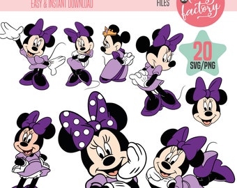 20 Red Minnie Mouse SVG Cliparts, 20 PNG Cliparts, Bow, Dot Bow, Daisy, Cricut, silhouette, Red, Instant download