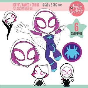 3 Gwen Clipart, SVG, PNG, Instant Download, High Quality, White Widow, Ghost Spider